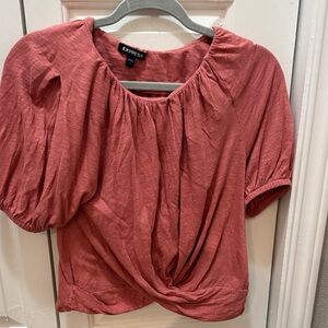 Express Women's Coral Puff Sleeve Blouse